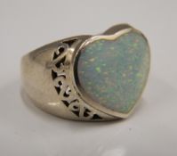 A silver opal ring