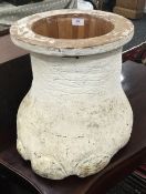 A white painted taxidermy elephant foot wastepaper bin. 37 cm high.