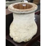 A white painted taxidermy elephant foot wastepaper bin. 37 cm high.