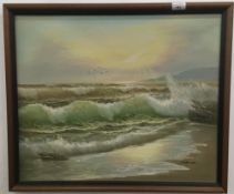 S SCHUBERT (German), Seascape with Seagulls, oil, signed,