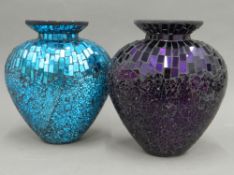 A pair of mosaic vases