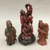 Three Chinese carved figures