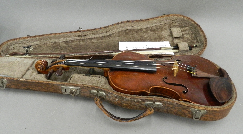 A late 19th century French cased violin; - Image 8 of 25