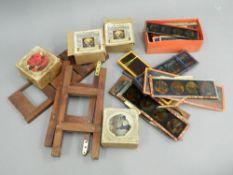 A collection of magic lantern slides and carriers