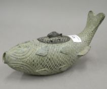 A bronze fish censer