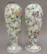 A pair of Royal Corona Ware Rosetta pattern vases