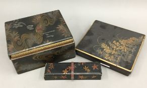 Three late 19th century Japanese lacquered boxes