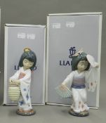 Two Lladro Oriental porcelain figurines, Oriental Dance No.06230 and Oriental Lantern No.