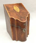 A Georgian inlaid mahogany knife box (converted)