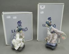 Two Lladro Oriental porcelain figurines, Michico No.01447 and Kiyoko No.