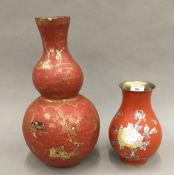 Two Chinese lacquered vases