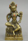 A small gilt bronze model of Buddha,