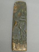 A Chinese bronze seal decorated with a mountainous landscape