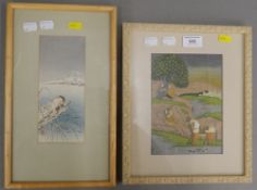 A 19th century Indian watercolour and a Chinese picture