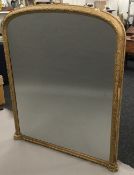 A Victorian gilt framed over mantle mirror. 133 cm wide x 160 cm high.