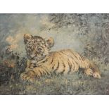 SILVIA DURAN (20th century) Spanish, Tiger Cub, print, signed, framed. 50 x 39 cm.