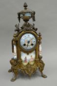 A 19th century porcelain mounted mantle clock