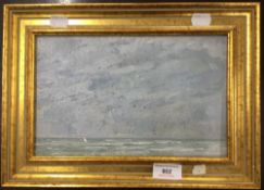 PAUL BARTON RA, Seascape, oil on board, framed. 26 x 16.5 cm excluding frame.