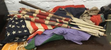 A quantity of vintage flags