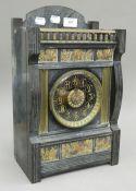 A Victorian slate mantle clock