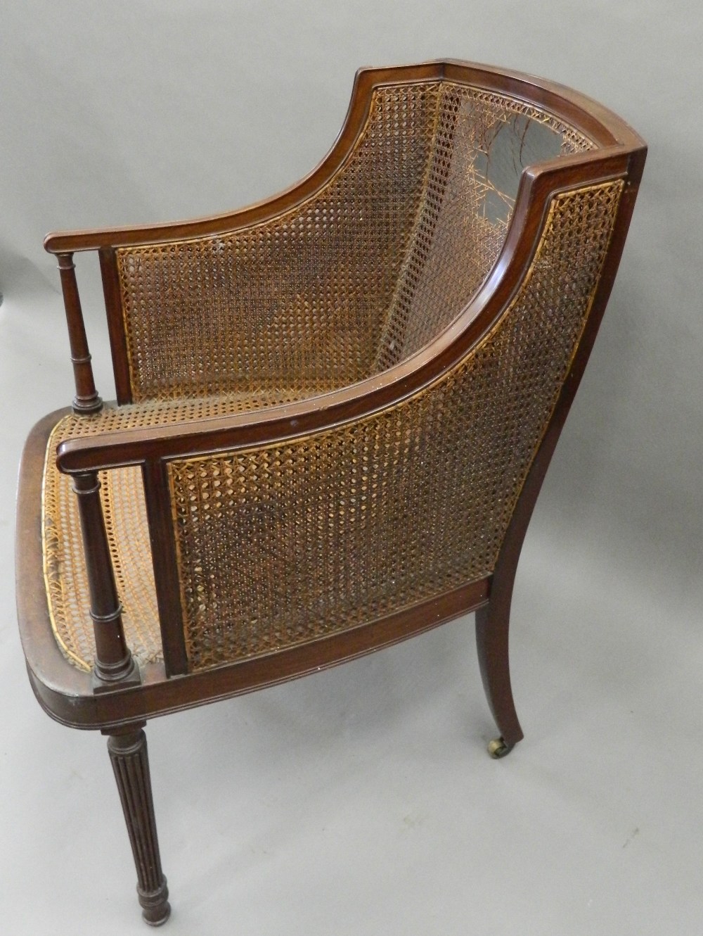 An early 20th century mahogany framed bergere chair - Image 3 of 4