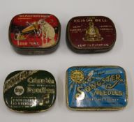 Four gramophone needle tins