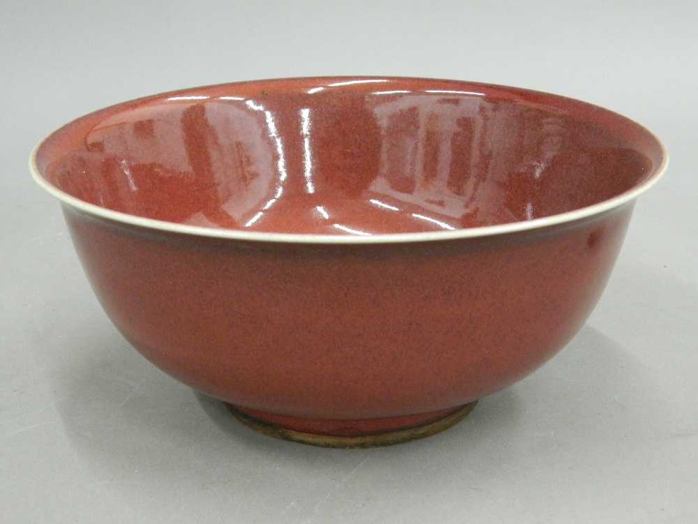 A Chinese red porcelain bowl