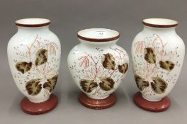 Three 19th century Continental glass vases