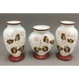 Three 19th century Continental glass vases