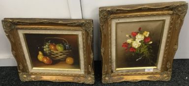 Two 20th century Still Lifes, oils on canvas,