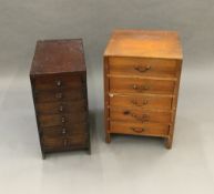 Two small early 20th century banks of drawers