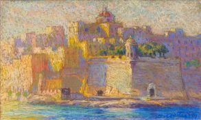 CONTINENTAL SCHOOL (20th century) Grand Harbour, Malta Pastel, indistinctly signed and dated,