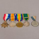 A set of WWI medals awarded to Corporal W C Hardy,