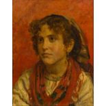 CONTINENTAL SCHOOL, (19th century) Portrait of a Gypsy Girl Oil on canvas, unsigned, framed.