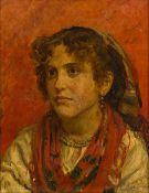 CONTINENTAL SCHOOL, (19th century) Portrait of a Gypsy Girl Oil on canvas, unsigned, framed.