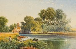 JOHN FINNIE (1829-1907) British River Landscape Watercolour, signed and dated 1874,