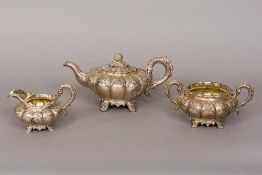 A William IV silver three piece tea set, hallmarked London 1834, maker's mark of Edward, Edward Jnr,