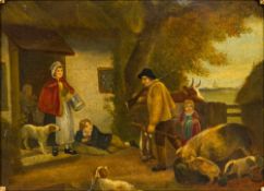 Manner of GEORGE MORLAND (1763-1804) British Returning Home Oil on canvas, unsigned, framed.