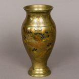 A late 19th/early 20th century Chinese mixed metal inlaid bronze vase Of flared tapering form,
