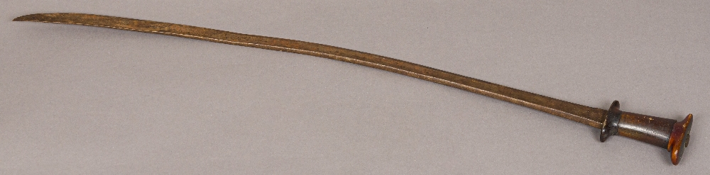 A 19th century Ethiopian sabre With rhino horn handle hilt. 95 cm long.