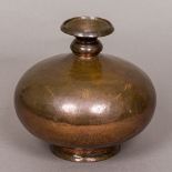 Two similar Indian brass and black enamel hookah bases Together with a small silvered brass vase