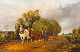 ENGLISH SCHOOL (19th century) Taking the Hay Oil on canvas, indistinctly signed (possibly S CLARK),