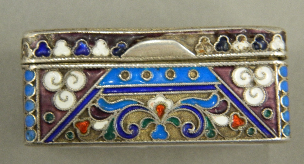 A champleve enamel and silver snuff box Of hinged rectangular form, - Image 7 of 10