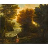 ITALIAN SCHOOL (18th century) Figures in a Mountainous Landscape Oil on canvas, unsigned, framed.