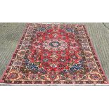 A red ground Hamadan carpet 222 x 144 cm.