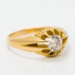 An 18 ct gold diamond solitaire ring The claw set stone spreading to approximately 0.5 carat.