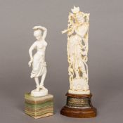 A late 19th/early 20th century Indian carved ivory model of Krishna Typically modelled playing the