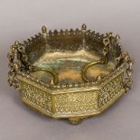 An 18th/19th century octagonal bronze brazier 27 cm wide.