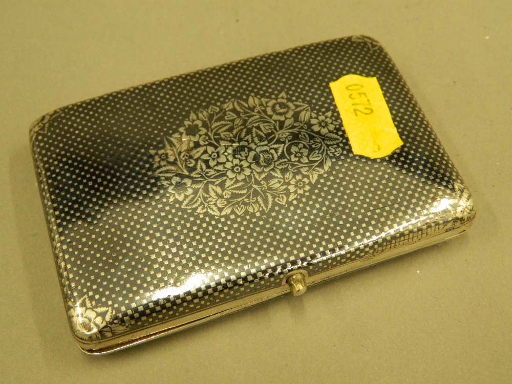 A 19th century Ottoman niello decorated silver cigarette case Of hinged rectangular form, - Image 6 of 6