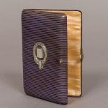 A 19th century leather covered aide-memoire Of hinged rectangular form,